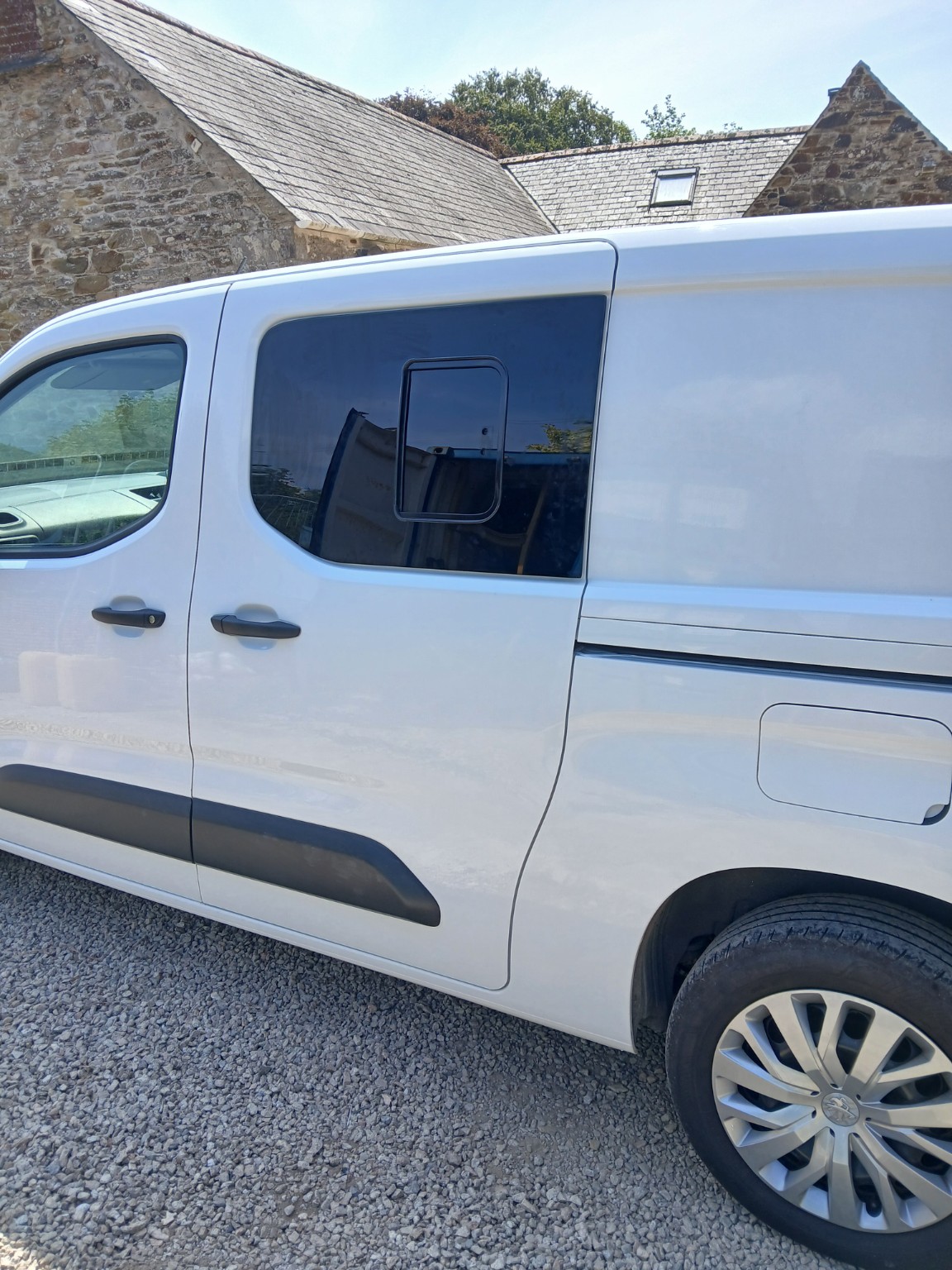 Finished black van window